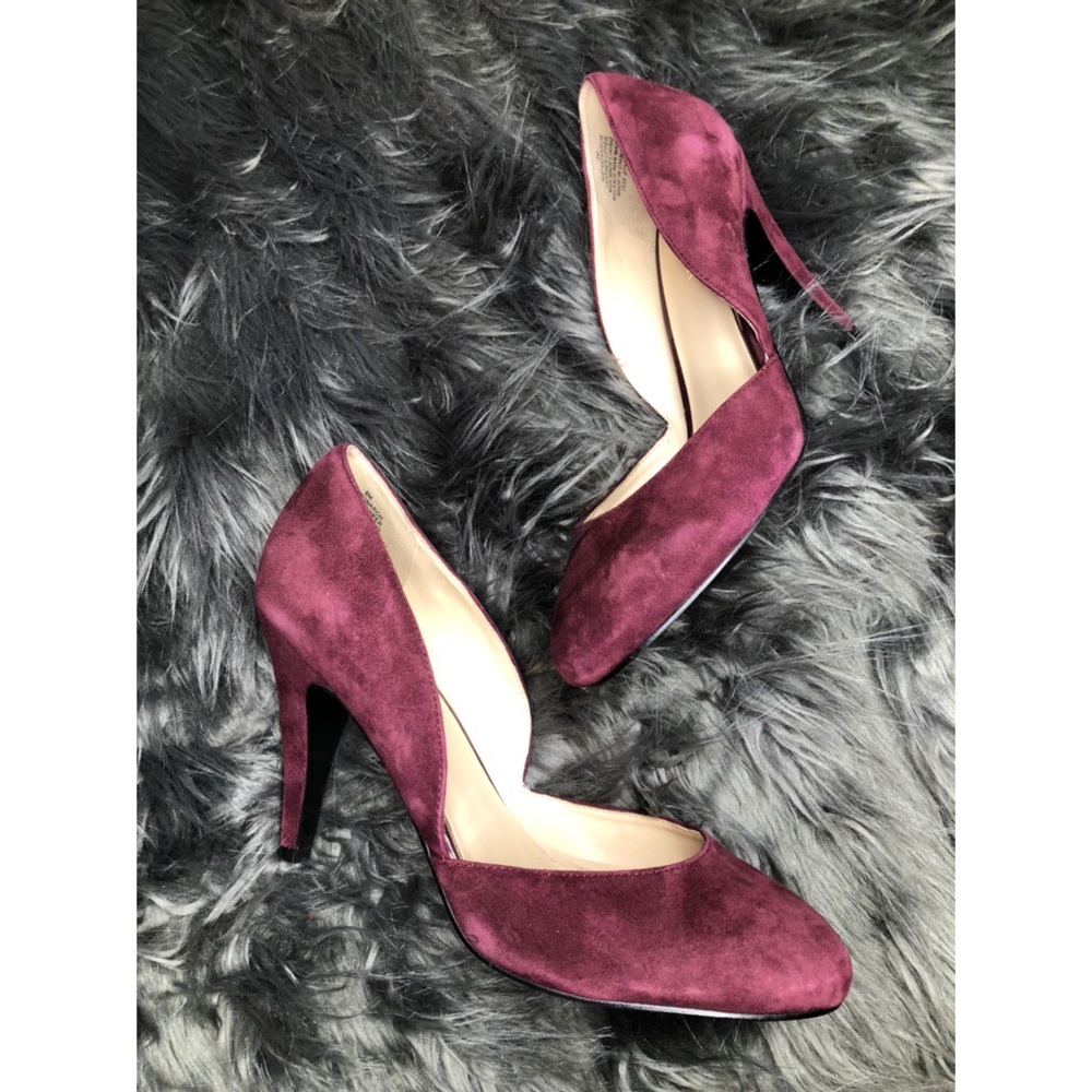 NINE WEST BURGUNDY WINE SUEDE Leather PUMPS EUC 8